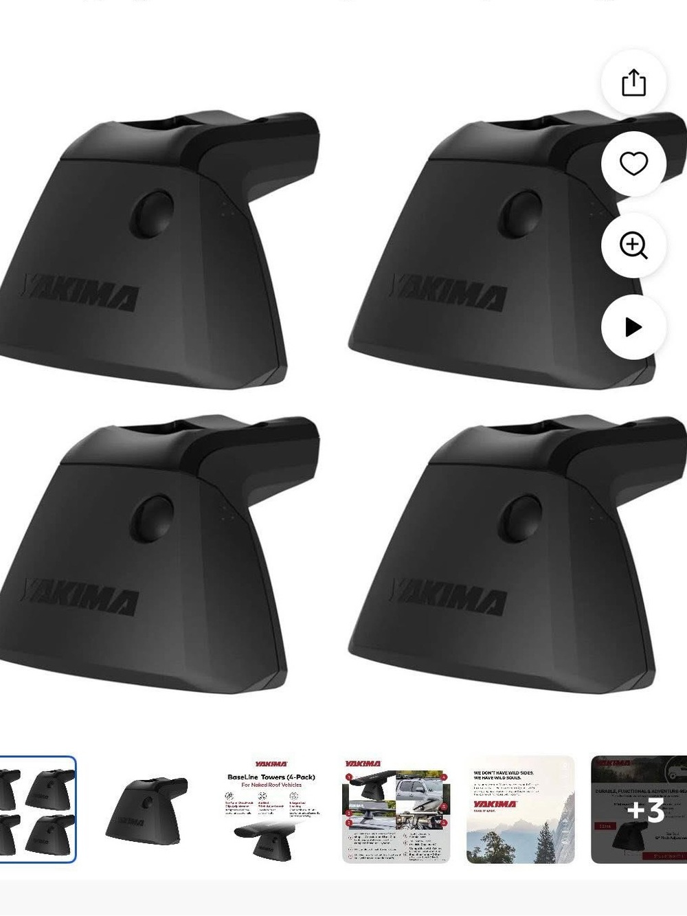 Yakima Baseline Tower Roof Rack Fit Kit - Black (Set of 4)